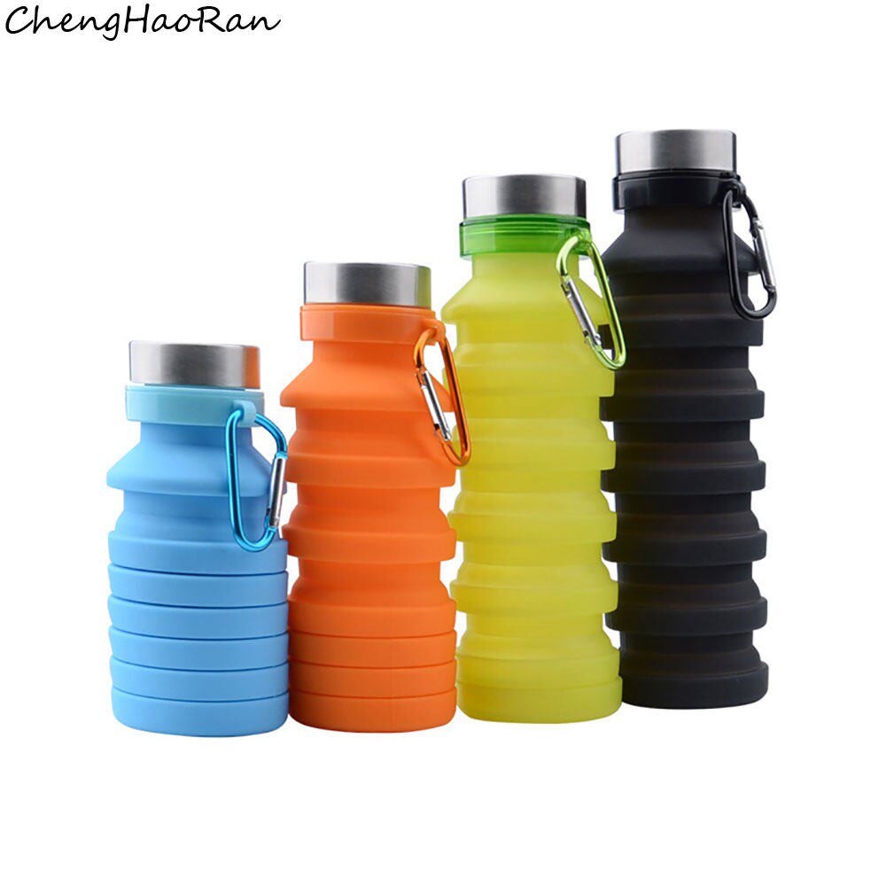 550ml/800ml创意矽胶摺叠水壶跑步健身登山旅行户外运动可携式水
