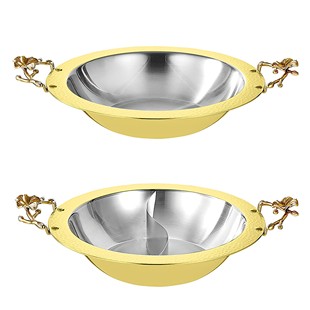 304三层钢浅款火锅锅子商用梅花手柄干锅重庆火锅鸳鸯锅明火电磁