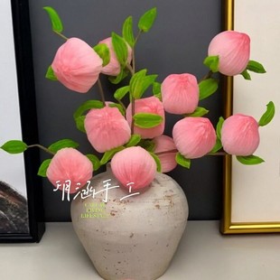 大蟠桃扭扭棒手工材料包节日送礼装饰家俱diy创意寿桃子插花摆件