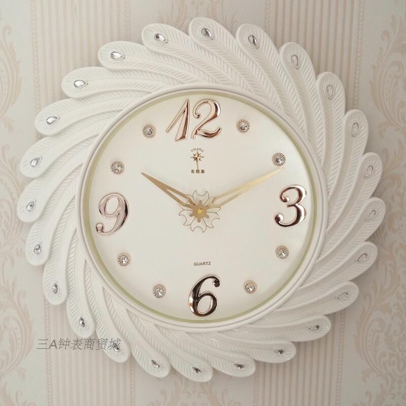 北极星欧式静音挂钟客厅简约时尚挂表卧室复古镶钻时钟石英钟表