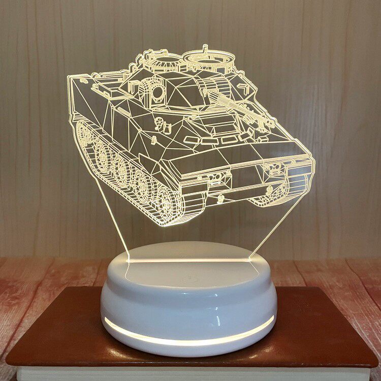 创意礼品夜光玩具坦克台灯USB小夜灯3d卧室LED床头灯儿童节生日礼