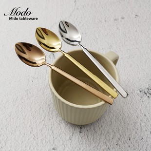 轻奢咖啡勺搅拌304不锈钢短柄小号金色ins创意甜品欧式精致小勺子