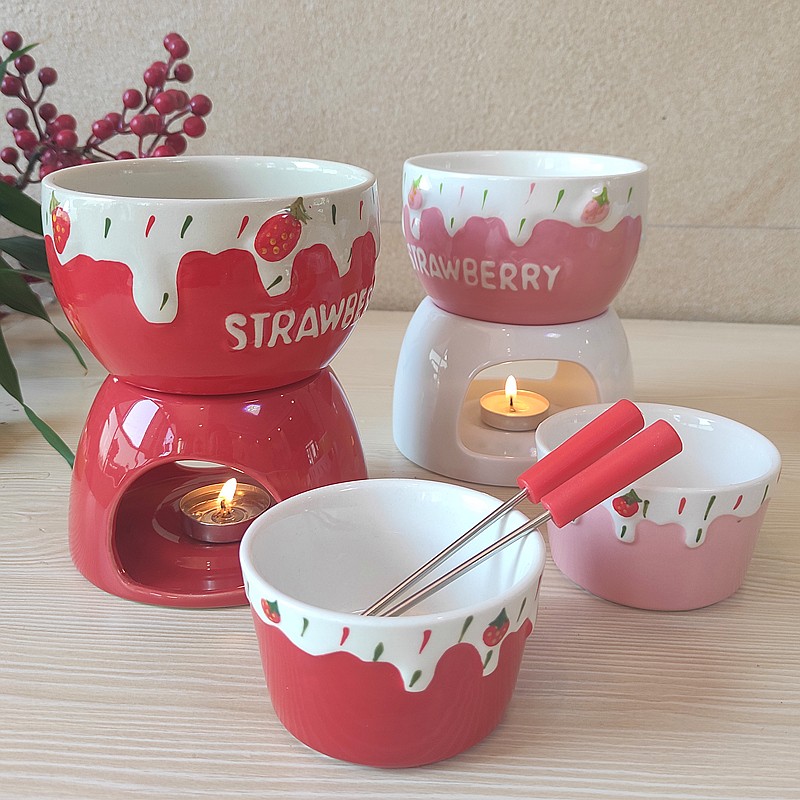 冰淇淋火锅炉套装陶瓷巧克力芝士融化炉子瑞士奶酪火锅大号甜品炉