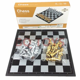 益智儿童桌游磁性游戏棋可摺叠棋盘底部加绒布金银色磁性国际象棋