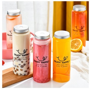 本宫瘦高瓶自制杨枝甘露奶茶杯带盖网红胖胖果汁饮料冷泡茶塑料瓶