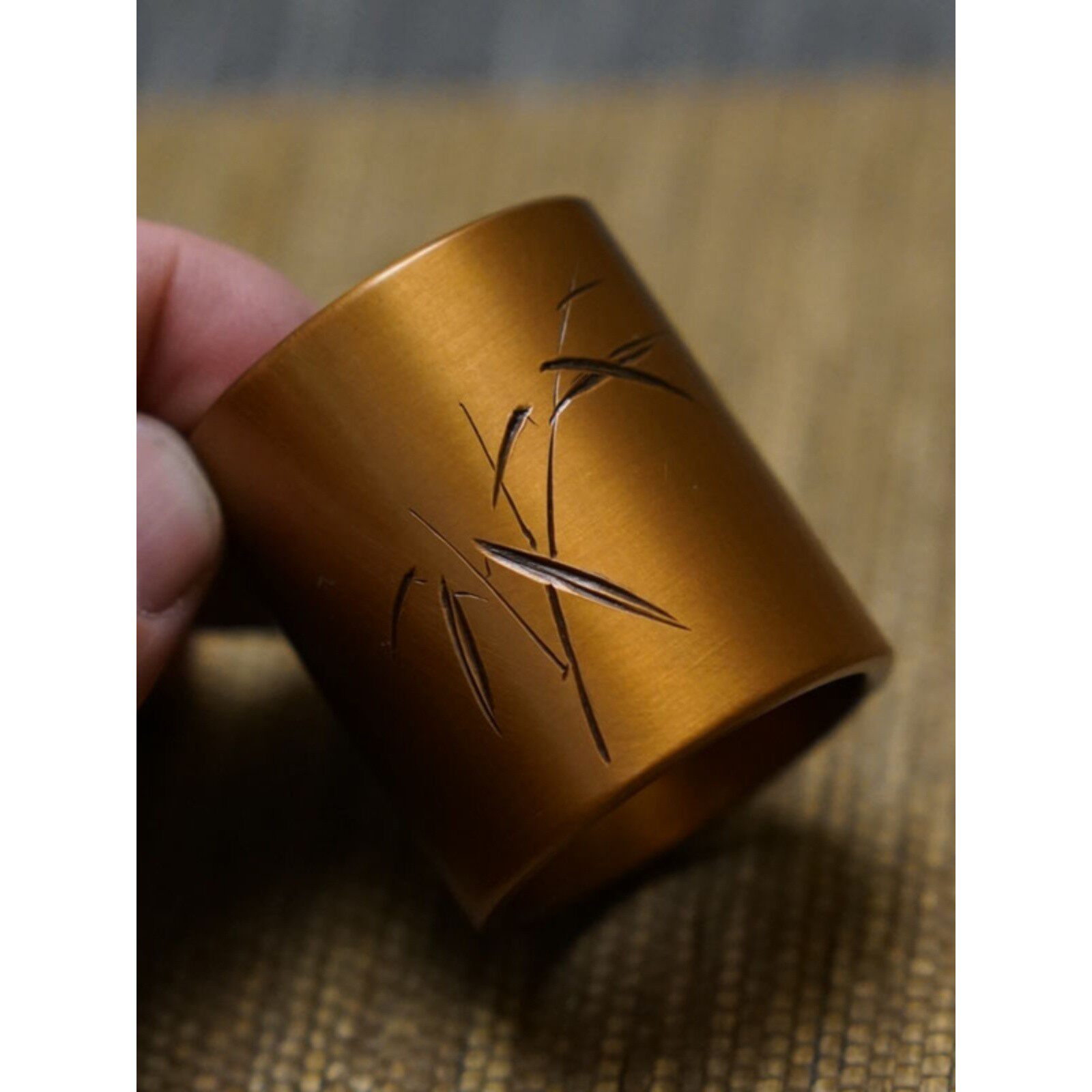 铜契铁壶盖托盖置壶盖架茶道空间茶席手工雕刻紫铜新品刻竹兰