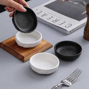 高级感烤肉蘸料碟子陶瓷大号火锅碟子家用小号盘子碟子吐骨头精致