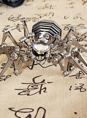 金属朋克蜘蛛时钟男孩玩具静态合金拼装模型成品不锈钢手工艺品