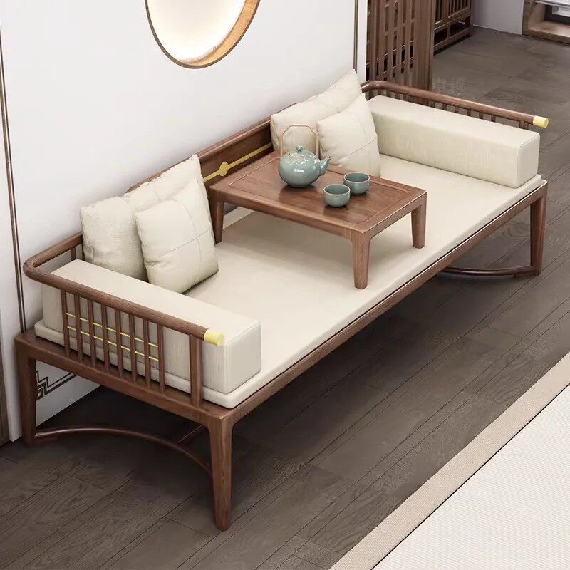 新中式罗汉床禅意沙发组合现代中式简约黑胡桃木罗汉榻客厅床榻