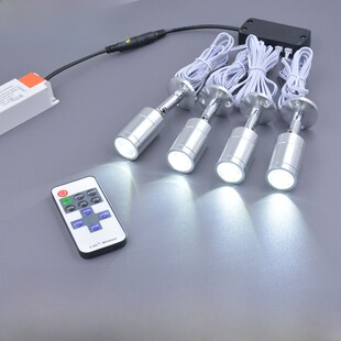 玻璃柜手办模型展柜插电射灯明装遥控氛围灯自粘调角度展台万向灯