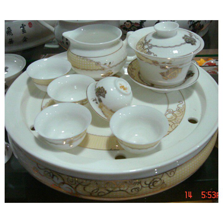 包邮 10寸12寸骨瓷潮汕功夫茶具套组陶瓷工夫茶壶杯 欧式梦幻楼兰