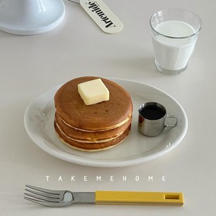 takemehome乳白漂亮盘子八寸精致椭圆盘店用三明治早餐盘子高颜值