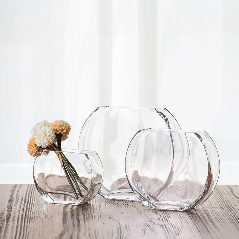 水培透明玻璃花瓶扁形花器摆件简约现代婚庆艺术个性装饰客厅家居