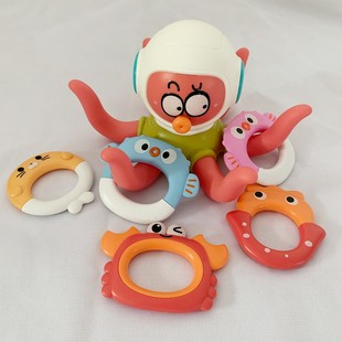 儿童八爪鱼套圈圈戏水玩具宝宝洗澡漂浮投掷套环手抓章鱼玩水浴室
