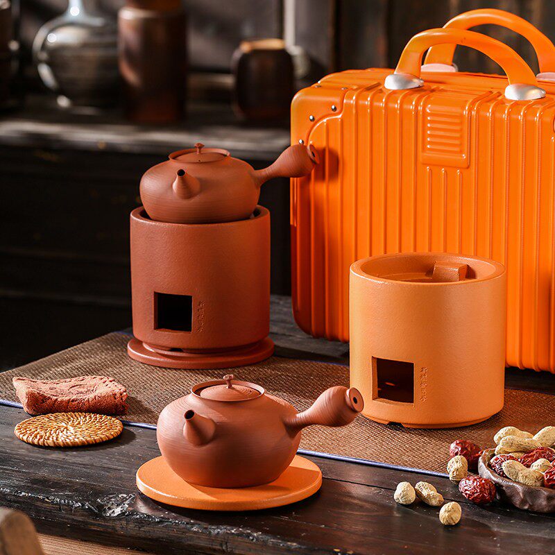 高端潮汕砂铫壶红泥功夫泡茶炉户外旅行茶具套组家用副榜炉可携式