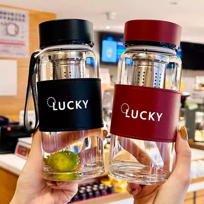 日本品质水杯高硼硅玻璃杯男士耐高温茶水分离泡茶杯子女生大容量