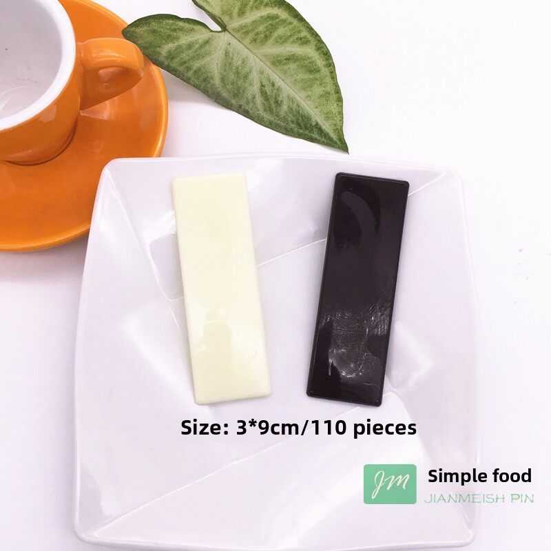 蛋糕装饰品巧克力模具 片白长方形3X9cm 写字牌DIY插片110片