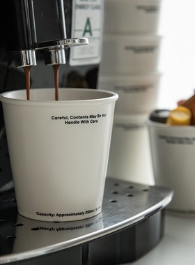 日本PUEBCO复古简约字母纸杯造型陶瓷咖啡杯马克杯外带热饮杯子