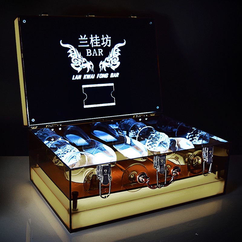 KTV酒吧VIP贵宾专属定制发光酒杯箱红酒洋酒香槟高档玻璃杯具套装