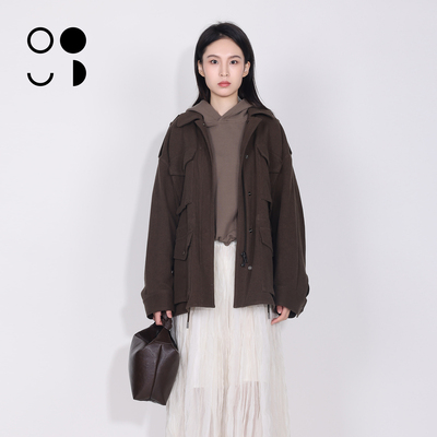 WZWJ/未知未觉中长款复古宽松长袖夹克休闲工装外套女W611W27505