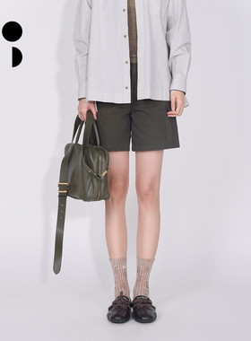 WZWJ/未知未觉复古休闲纯棉五分显瘦高腰工装短裤女W611K11543