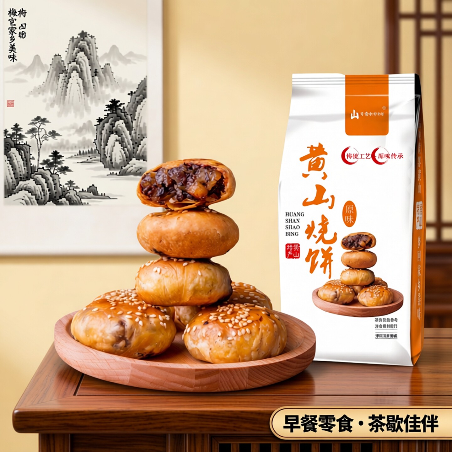 黄山烧饼梅干菜扣肉正宗酥饼早餐饼干休闲零食糕点茶小吃安徽特产