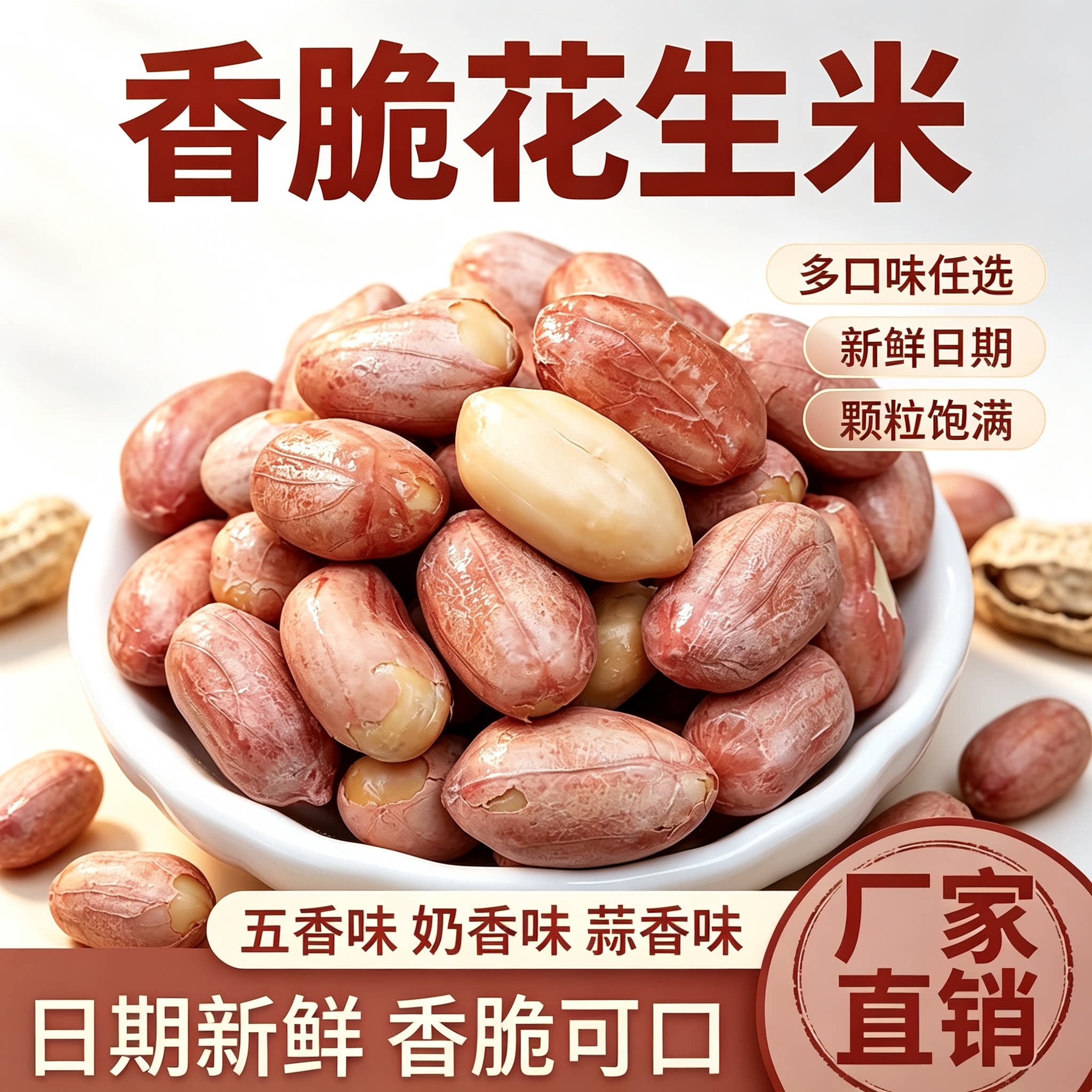 山东特产五香花生米蒜香奶香多味烤花生炒货下酒零食小吃商用批发