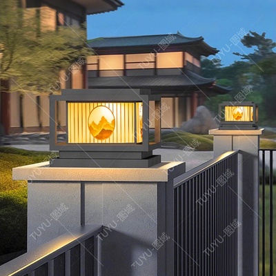 太阳能柱头灯庭院大门灯门柱灯户外围墙灯防水柱子灯别墅大门柱灯