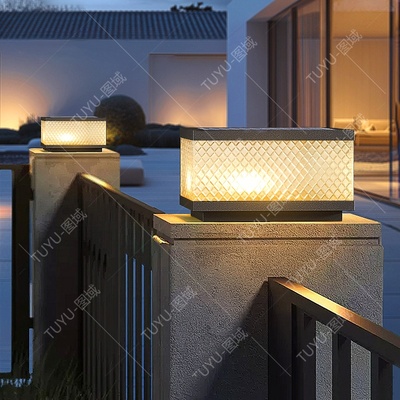 太阳能柱头灯庭院大门灯门柱灯户外围墙灯防水柱子灯别墅大门柱灯
