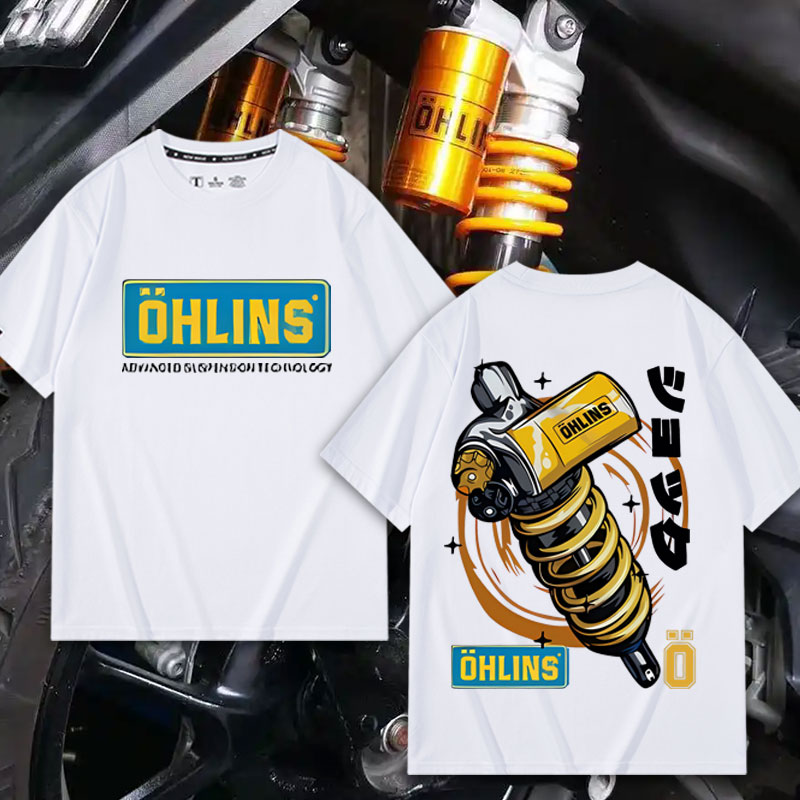 摩托车减震器OHLINS印花纯棉T恤
