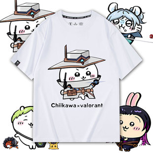 动漫无畏契约瓦罗兰特周边吉伊卡哇乌萨奇打瓦纯棉短袖T恤衫夏潮