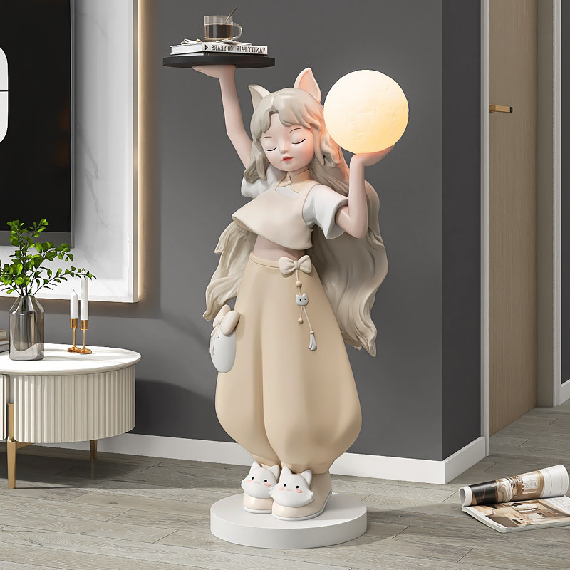 奶油风女孩客厅落地摆件轻奢电视柜沙发边几托盘床头灯乔迁礼物,家居饰品,落地摆件,淘宝优惠券,粉丝福利购,淘宝优惠卷