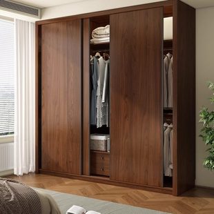 爆款 定制实木衣柜家用卧室推拉门储物柜2025新款 收纳落地转角衣橱