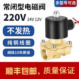 水管放水4分6分1寸 常闭铜电磁阀控制水阀开关AC220V气阀DC24V12V