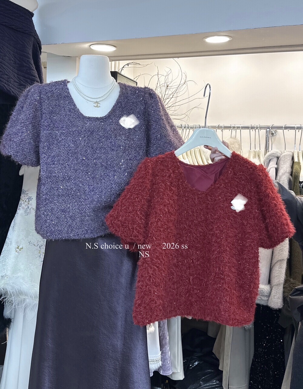 高级感毛绒绒短袖配胸针秋冬新款韩系气质宽松显瘦休闲百搭上衣,女装/女士精品,毛针织衫,淘宝优惠券,粉丝福利购,淘宝优惠卷