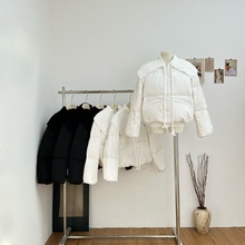 cookadaily人鱼 复古气质毛线领90白鸭绒防水短羽绒服外套上衣