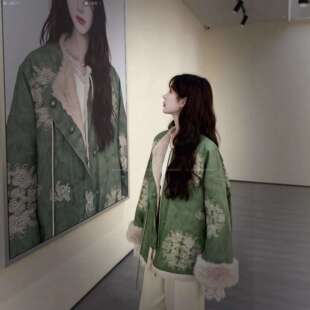 新中式国风双面双穿加厚保暖国风外套皮毛一体刺绣皮草兔毛外套