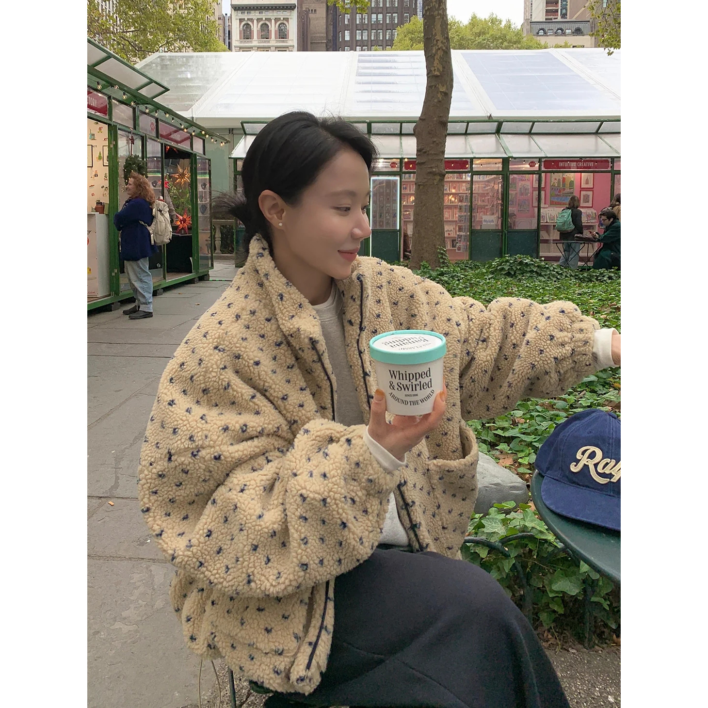 chic 韩版冬季甜美减龄爱心立领保暖羊羔毛宽松百搭卫衣夹克外套
