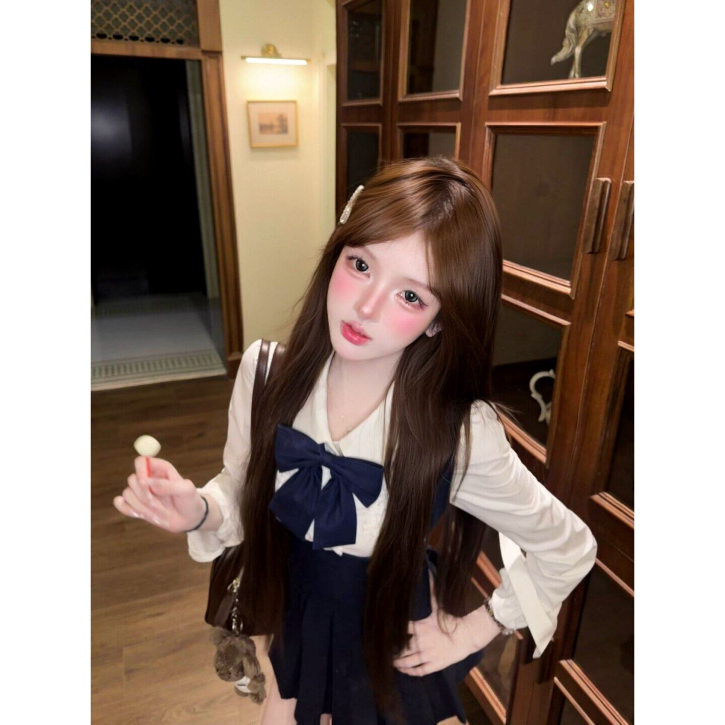 学院风套装女秋季韩系休闲纯欲气质绝美长袖衬衫jk百褶背带短裙子