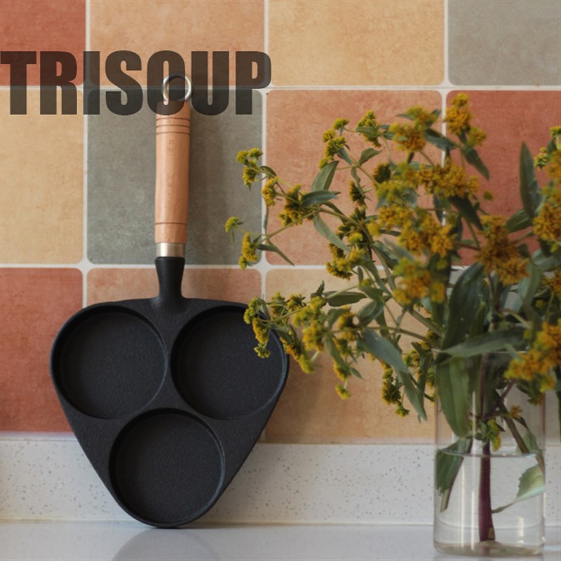 三孔煎蛋锅无涂层不粘锅加厚铸铁早餐蛋饺锅鸡蛋汉堡模具通用炉具