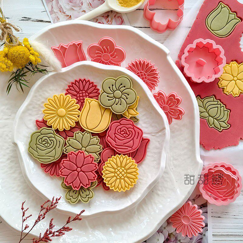 新款立体卡通小花朵曲奇饼干模具郁金花向日葵太阳花饼干烘焙切模