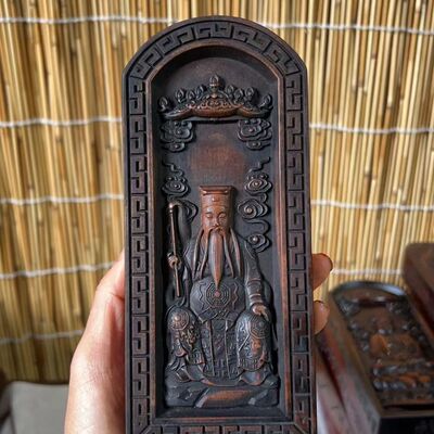 六壬仙师枣木仿古令牌描红尺寸17.5x7.5x3厘米送底座