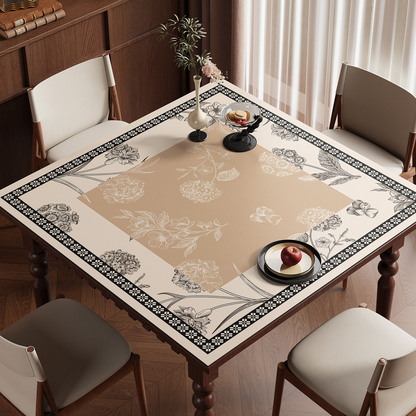 正方形桌垫防水防油餐桌垫免洗麻将台布方桌桌布高级感防烫茶几垫,居家布艺,桌布,淘宝优惠券,粉丝福利购,淘宝优惠卷