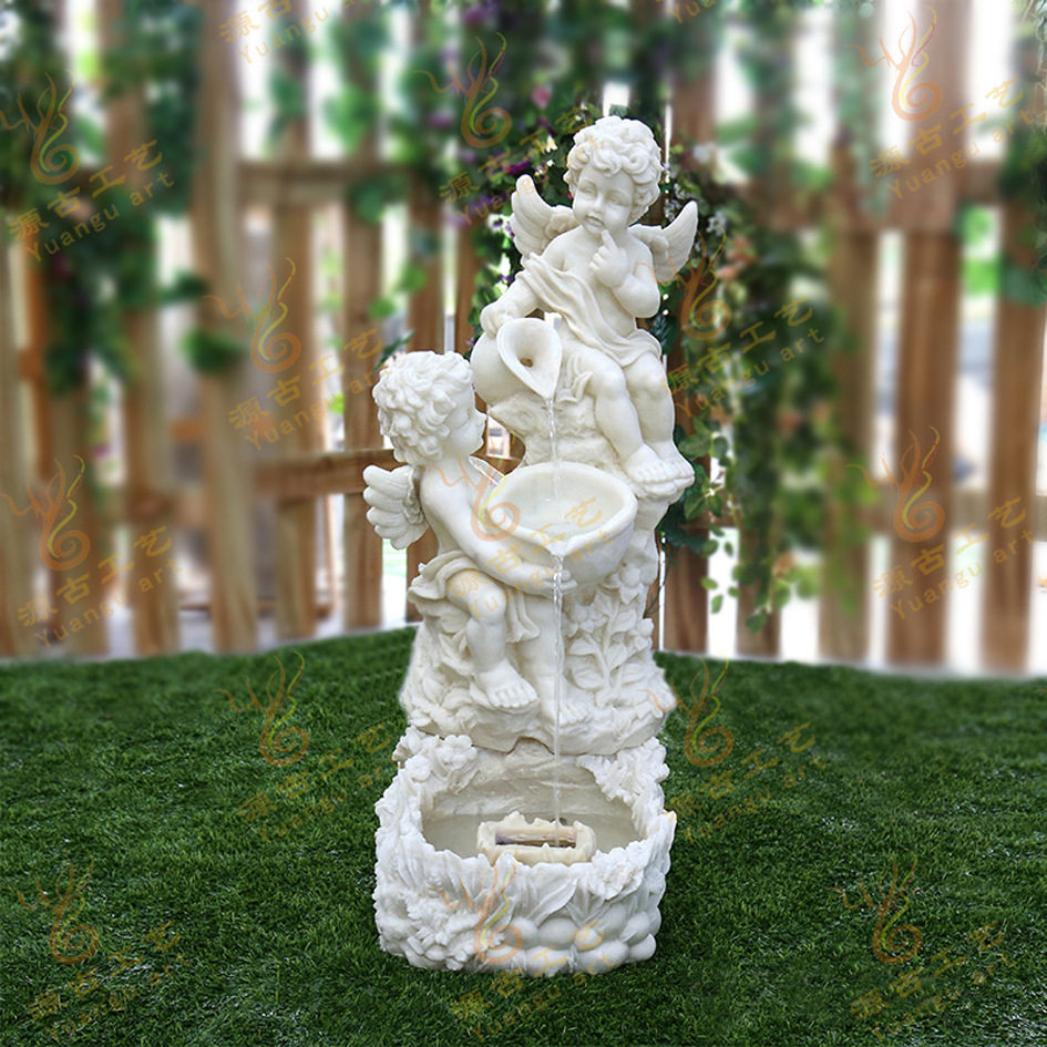 欧式喷泉客厅流水摆件玄关摆设天使雕塑工艺品大型假山流水鱼池
