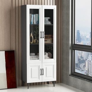 书架落地客厅置物架卧室收纳柜家用玻璃门柜子简约隔断办公室书柜