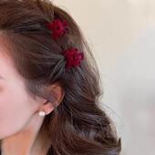 2025新款 丝绒迷你蝴蝶结小号刘海前额秋冬公主发夹夹子头饰鲨鱼夹