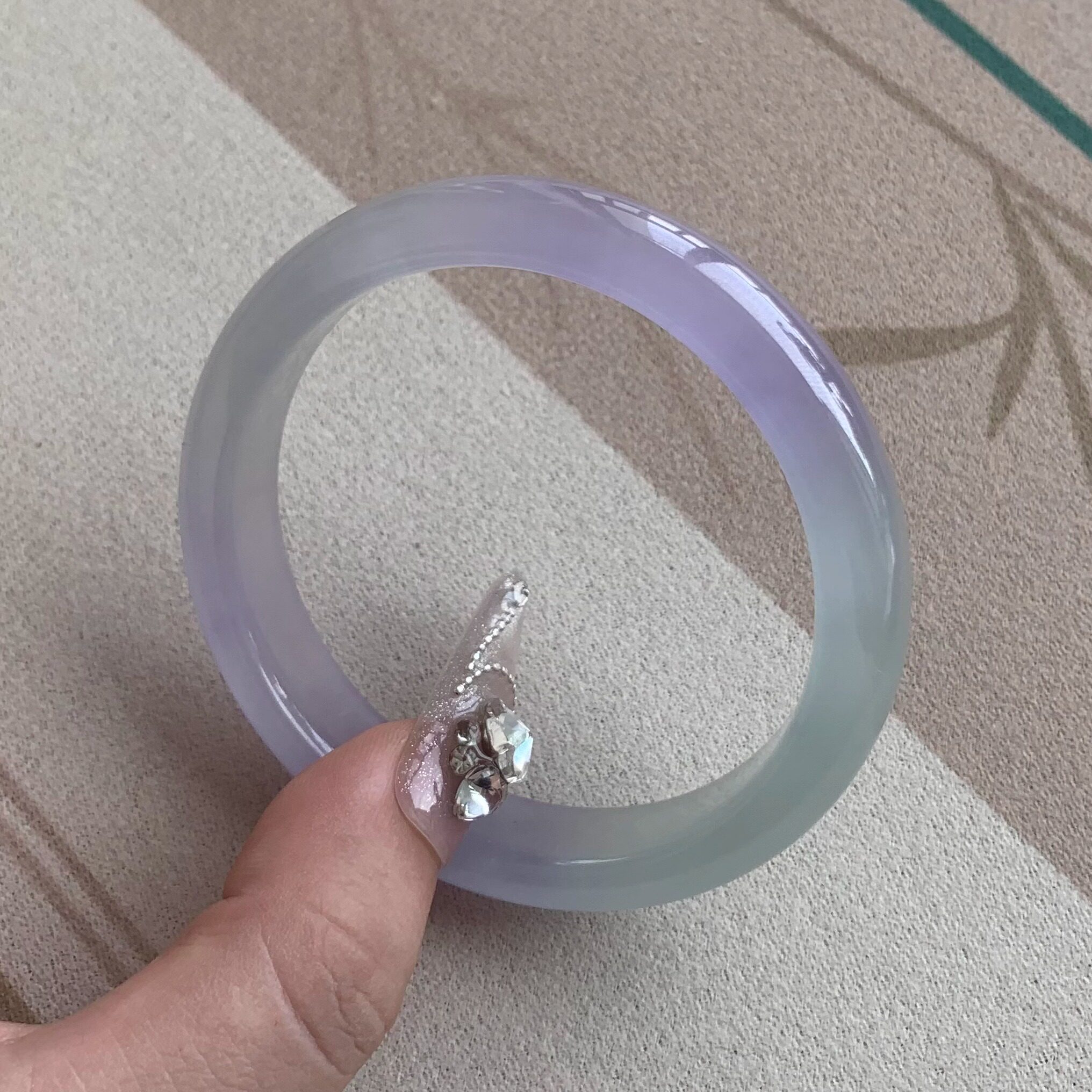 最相物“烟墨系列”高冰种缅甸翡翠贵妃镯紫罗兰正品玉手镯子处理