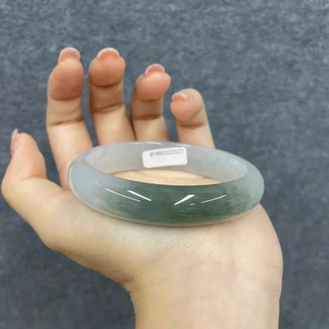 最相物“半山系列”冰种缅甸翡翠玉手镯子白底油青半山水女款玉石,珠宝/钻石/翡翠,手镯,淘宝优惠券,粉丝福利购,淘宝优惠卷