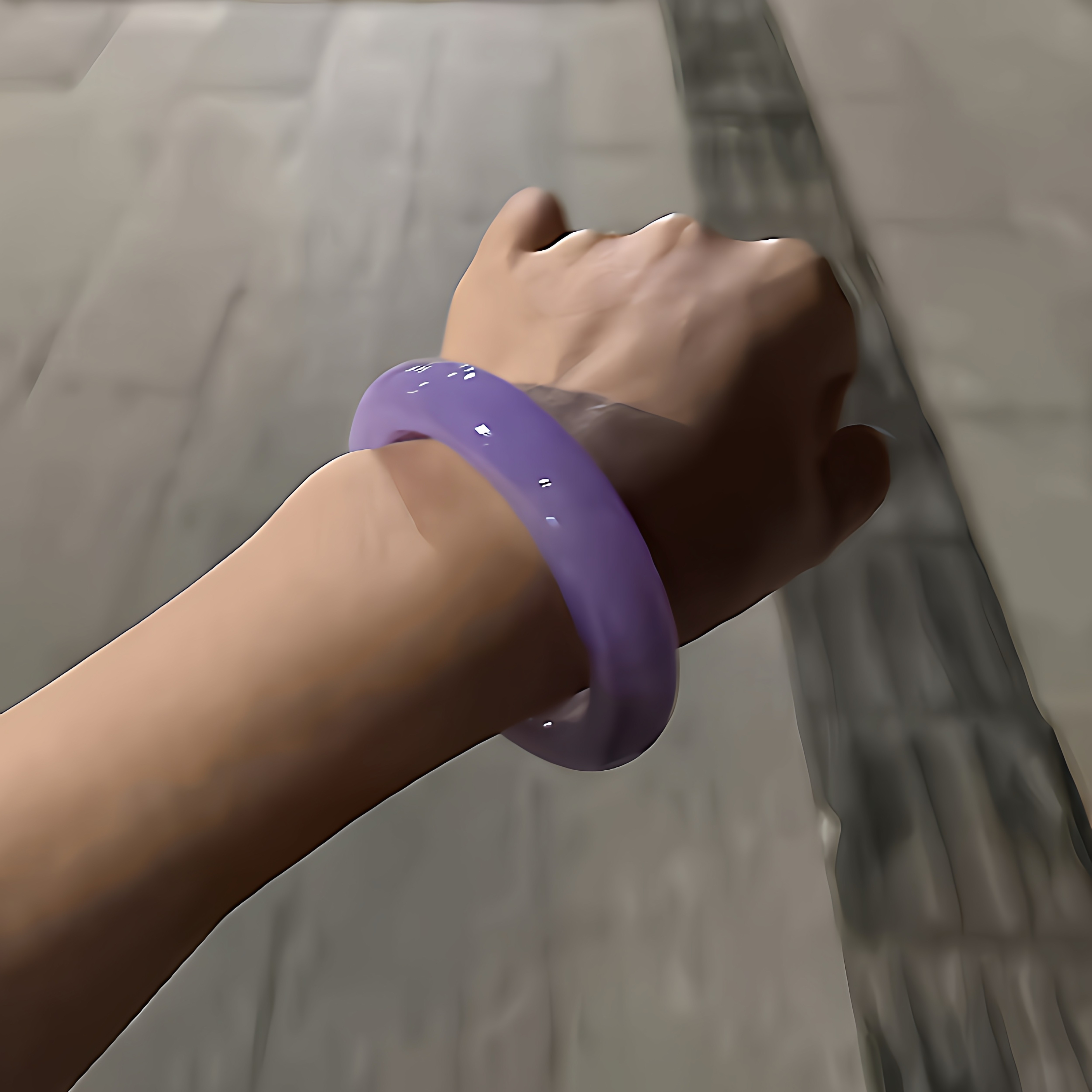 最相物"烟墨系列"高端缅甸紫罗兰翡翠冰种飘花玉手镯子步离镯处理