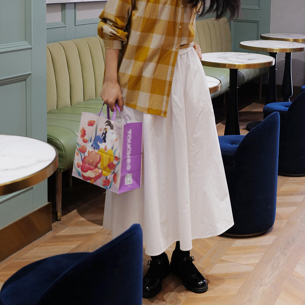 PaperRabbit女士半身裙春夏舒适百搭松紧高腰中长款显瘦a字裙伞裙